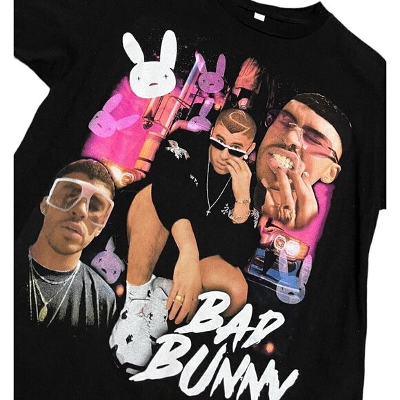 Bad Bunny Latin Spanish Pop Music Rockstar Merch Tour Tee Shirt Mens Medium - Picture 2 of 4